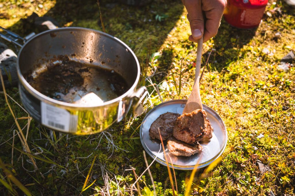 Alaska Dall Sheep dinner is served